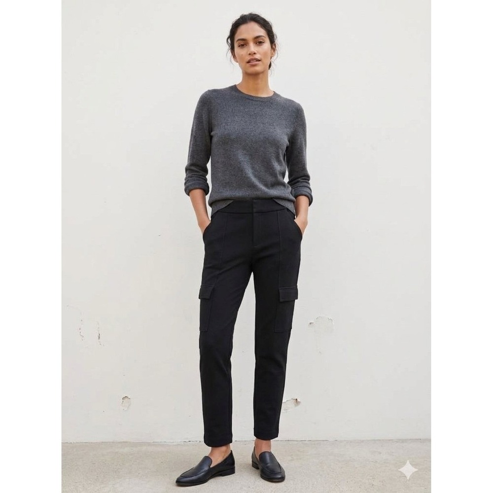 Anthropologie The Essential Slim Cargo Pants Black Stretch Utility Trousers 8
